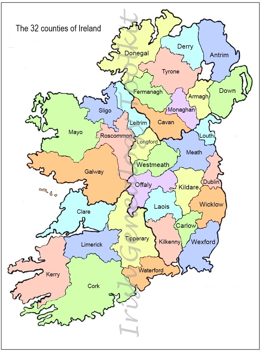 County map of Ireland: free to download